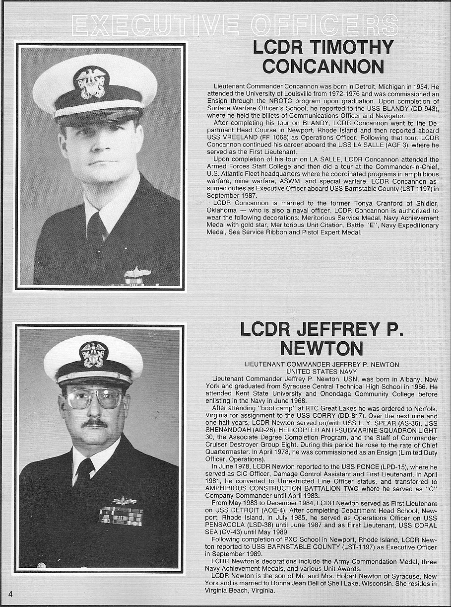 USS Barnstable County, XO's